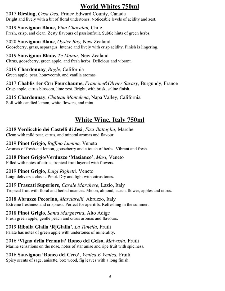 Italian on sale wine list